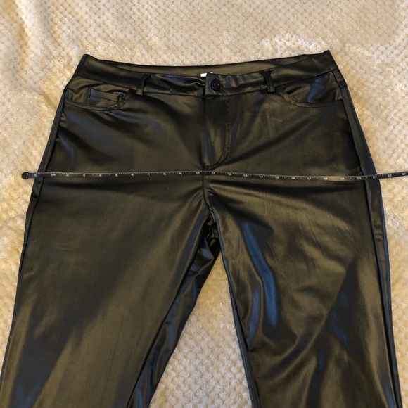 Black Metallic Leather Pants - Picture 6 of 11